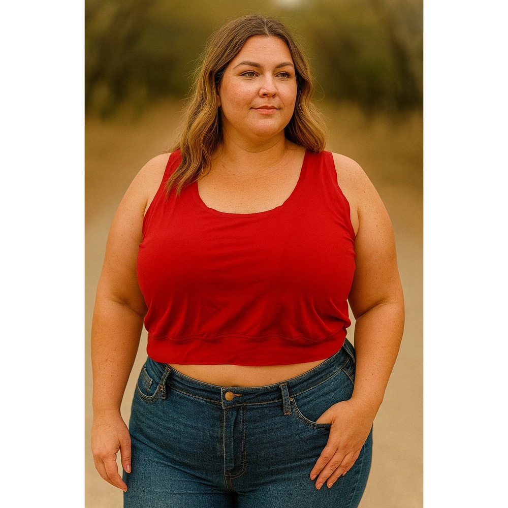 Anne Klein Red Sleeveless  Sports Bra‎ Style Athletic Athleisure Women